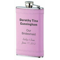 6 Oz. Lady's Flask w/ Pink Leatherette Wrap